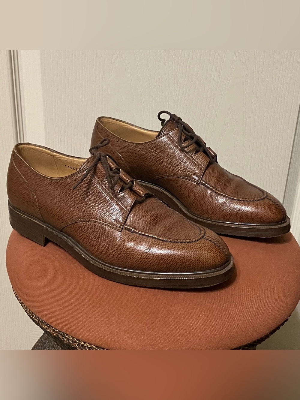 GRAVATI Dress Shoes PEBBLED LEATHER Brown MADE IN ITALY - Sz 8.5 W Excellent!